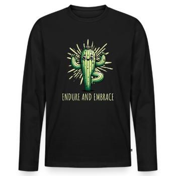 Endure and Embrace Cactus Yoga - Men's Premium Organic Long Sleeve Shirt - black - Front - Nico (187cm)