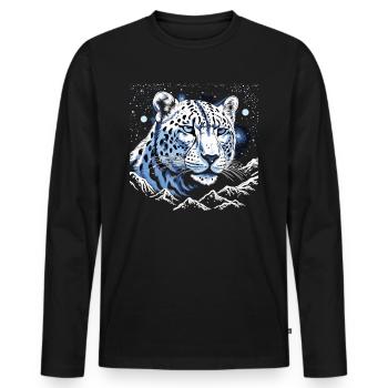 Gardien léopard des neiges céleste - T-shirt manches longues Premium bio Homme - noir - Devant - Nico (187cm)