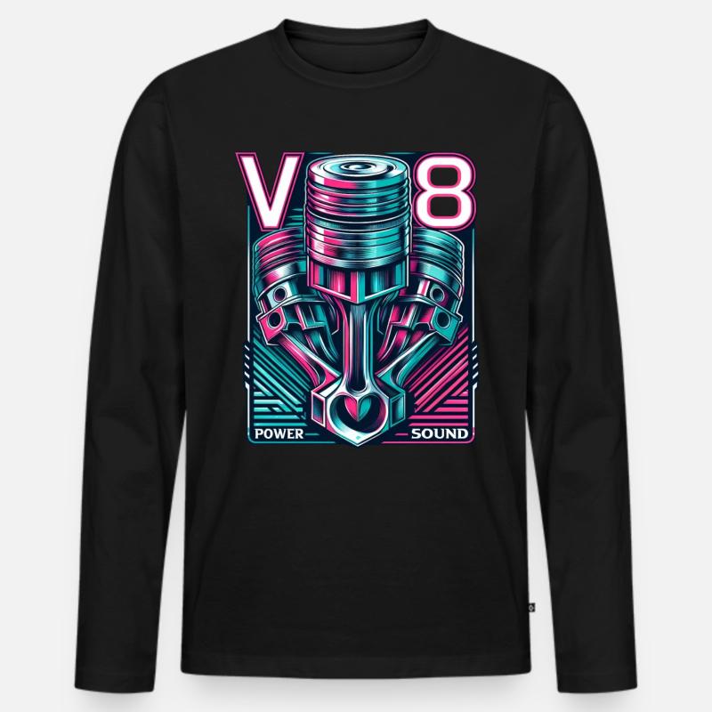 V8 - Männer Premium Bio Langarmshirt - Schwarz