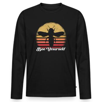 Bee Yourself Message positif Bee Art - T-shirt manches longues Premium bio Homme - noir - Devant - Nico (187cm)