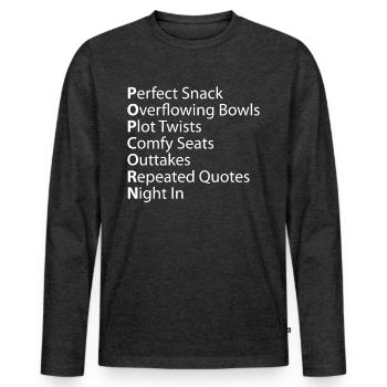 Popcorn Perfect Overflowing Plot Outtakes Zitate - Männer Premium Bio Langarmshirt - Anthrazit meliert - Vorne - Nico (187cm)