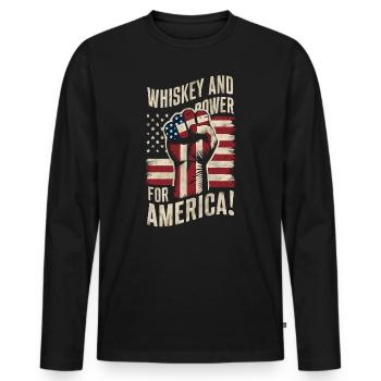 Whiskey And Power For America Patriotic Fist Flag - Men's Premium Organic Long Sleeve Shirt - black - Front - Nico (187cm)
