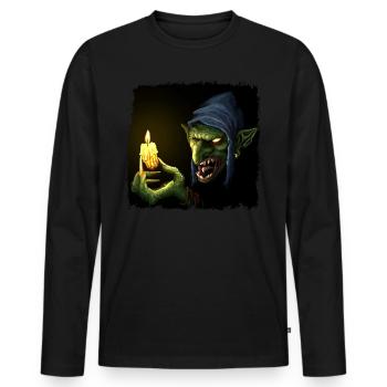 Gobelin À La Bougie - T-shirt manches longues Premium bio Homme - noir - Devant - Nico (187cm)