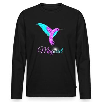 Humming Bird - Men's Premium Organic Long Sleeve Shirt - black - Front - Nico (187cm)
