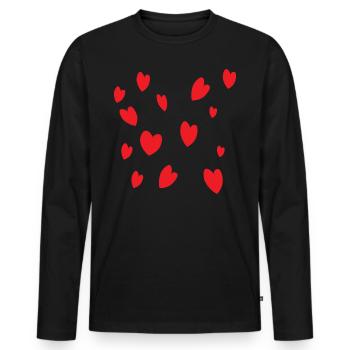 Hearts - Men's Premium Organic Long Sleeve Shirt - black - Front - Nico (187cm)