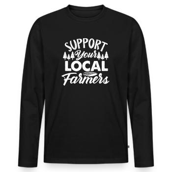 agriculture - T-shirt manches longues Premium bio Homme - noir - Devant - Nico (187cm)