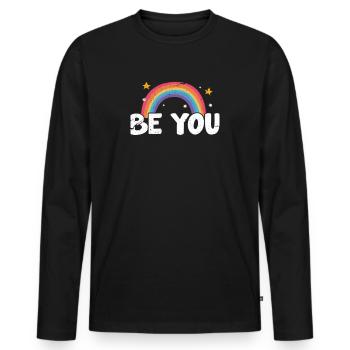 LGBT - Männer Premium Bio Langarmshirt - Schwarz - Vorne - Nico (187cm)