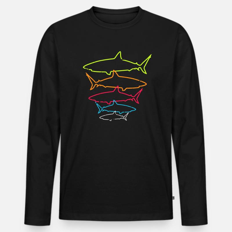 Haie - Männer Premium Bio Langarmshirt - Schwarz