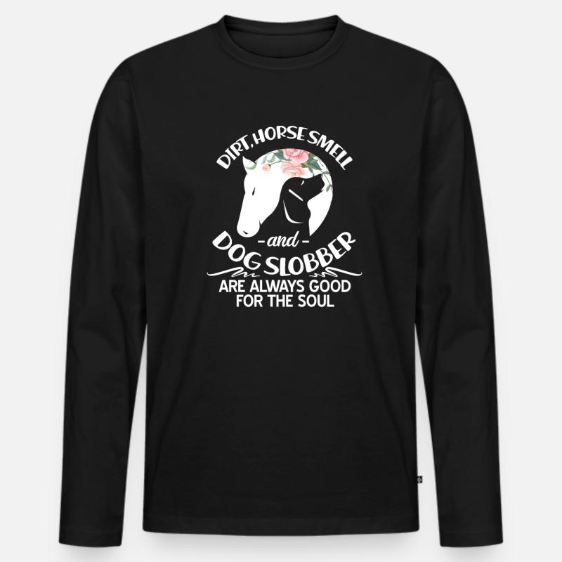 Pferd Hund - Männer Premium Bio Langarmshirt - Schwarz