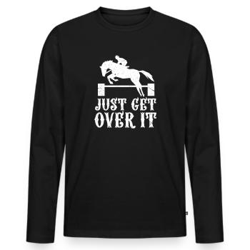 Cheval de cheval d'équitation, cavalier de saut d'obstacles - T-shirt manches longues Premium bio Homme - noir - Devant - Nico (187cm)