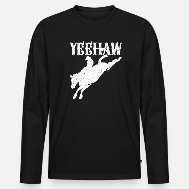 Rodeo - Männer Premium Bio Langarmshirt - Schwarz