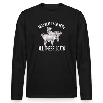 Chèvre chèvre chèvre chèvre cadeau paysan - T-shirt manches longues Premium bio Homme - noir - Devant - Nico (187cm)