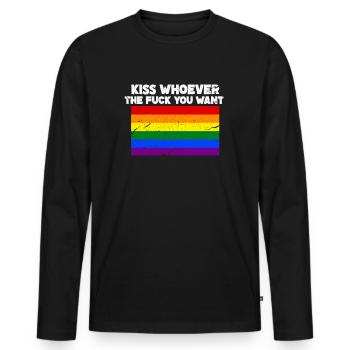 Cadeau de la fierté gaie du drapeau arc-en-ciel LGBT - T-shirt manches longues Premium bio Homme - noir - Devant - Nico (187cm)
