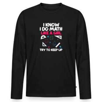 Mathe - Männer Premium Bio Langarmshirt - Schwarz - Vorne - Nico (187cm)