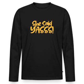 proposal of marriage - Men's Premium Organic Long Sleeve Shirt - black - Front - Nico (187cm)