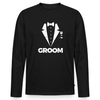 groom - Men's Premium Organic Long Sleeve Shirt - black - Front - Nico (187cm)