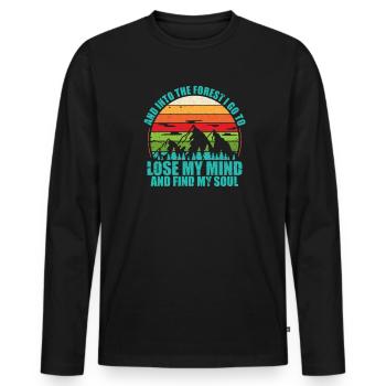 Wald - Männer Premium Bio Langarmshirt - Schwarz - Vorne - Nico (187cm)