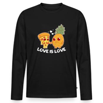 Pineapple Pizza Pineapple Pizzeria Gift - Men's Premium Organic Long Sleeve Shirt - black - Front - Nico (187cm)