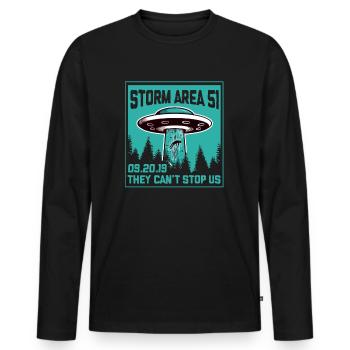 Storm Area 51 - Männer Premium Bio Langarmshirt - Schwarz - Vorne - Nico (187cm)
