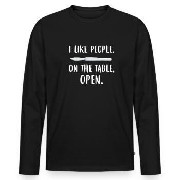 surgeon - Men's Premium Organic Long Sleeve Shirt - black - Front - Nico (187cm)