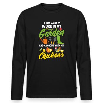 Garden chickens gardening chicken coop gift - Men's Premium Organic Long Sleeve Shirt - black - Front - Nico (187cm)