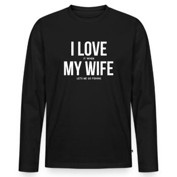 Angler husband - Men's Premium Organic Long Sleeve Shirt - black - Front - Nico (187cm)