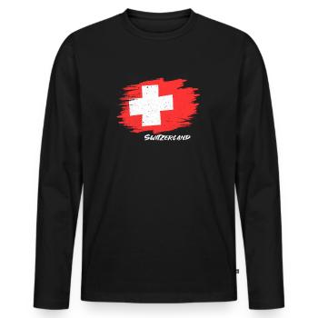 Suisse Suisse Suisse Cadeau - T-shirt manches longues Premium bio Homme - noir - Devant - Nico (187cm)