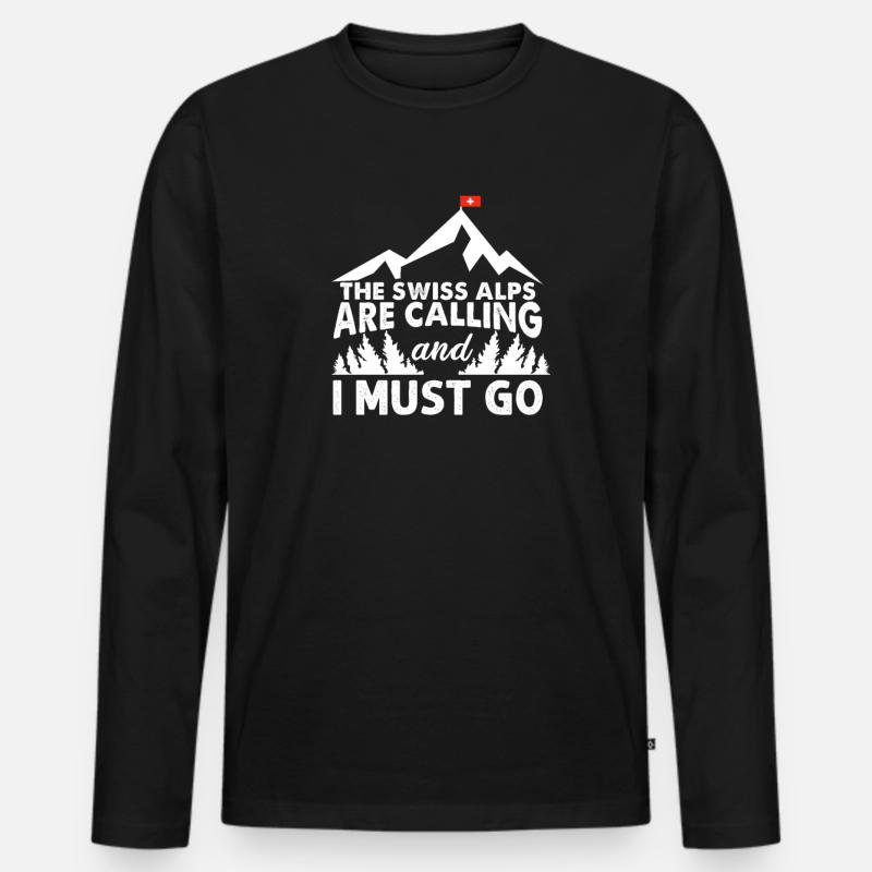 Schweizer Alpen - Männer Premium Bio Langarmshirt - Schwarz