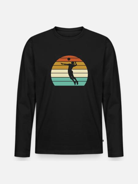 Volleyball Retro - Männer Premium Bio Langarmshirt - Schwarz