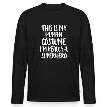 Halloween Superhero Superhero Costume Gift - Men's Premium Organic Long Sleeve Shirt - black - Front - Nico (187cm)