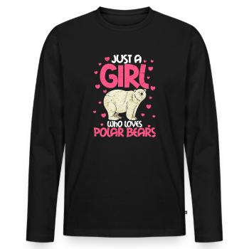 Polar Bear Girl Polar Bear Polar Bear Bear Gift - Men's Premium Organic Long Sleeve Shirt - black - Front - Nico (187cm)