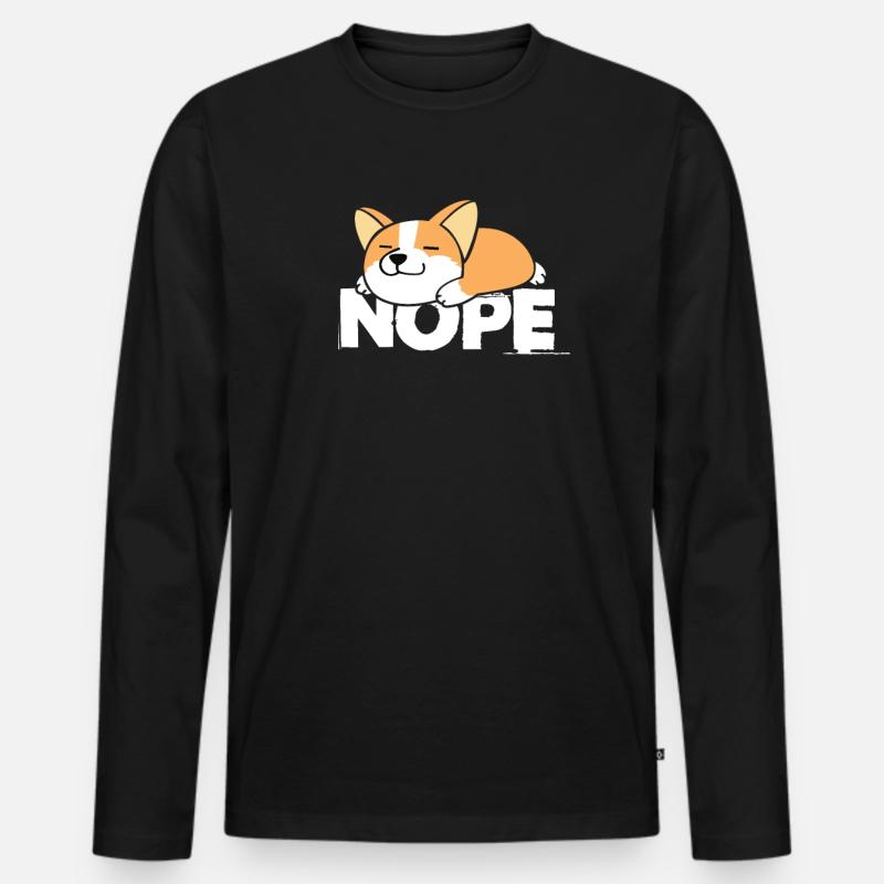 Corgi - Männer Premium Bio Langarmshirt - Schwarz
