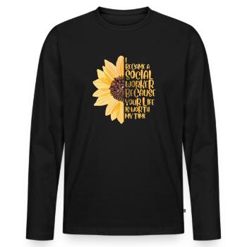 Assistant social Assistant social Éducateur social - T-shirt manches longues Premium bio Homme - noir - Devant - Nico (187cm)