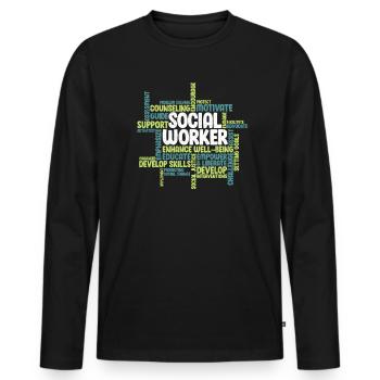 Assistant social Assistant social Éducateur social - T-shirt manches longues Premium bio Homme - noir - Devant - Nico (187cm)