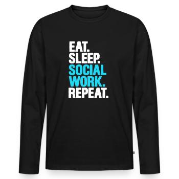 Travailleurs sociaux - T-shirt manches longues Premium bio Homme - noir - Devant - Nico (187cm)