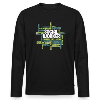 Travailleurs sociaux - T-shirt manches longues Premium bio Homme - noir - Devant - Nico (187cm)