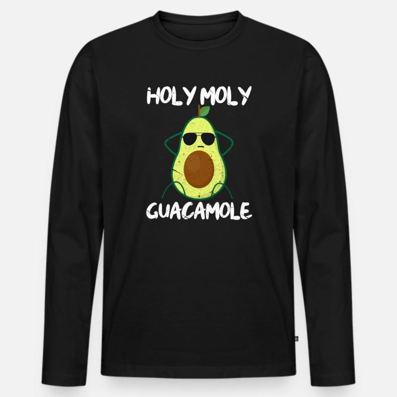 Avocado - Männer Premium Bio Langarmshirt - Schwarz