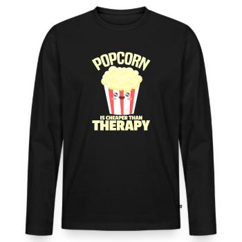 Popcorn - Männer Premium Bio Langarmshirt - Schwarz - Vorne - Nico (187cm)