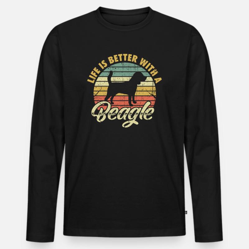 Beagle - Männer Premium Bio Langarmshirt - Schwarz