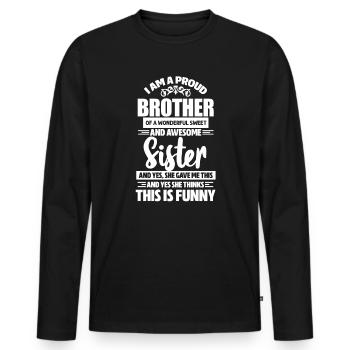Brothers - Men's Premium Organic Long Sleeve Shirt - black - Front - Nico (187cm)