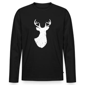 Jagd - Männer Premium Bio Langarmshirt - Schwarz - Vorne - Nico (187cm)