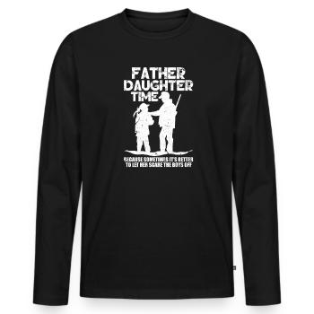 Jagd Vater Tochter - Männer Premium Bio Langarmshirt - Schwarz - Vorne - Nico (187cm)