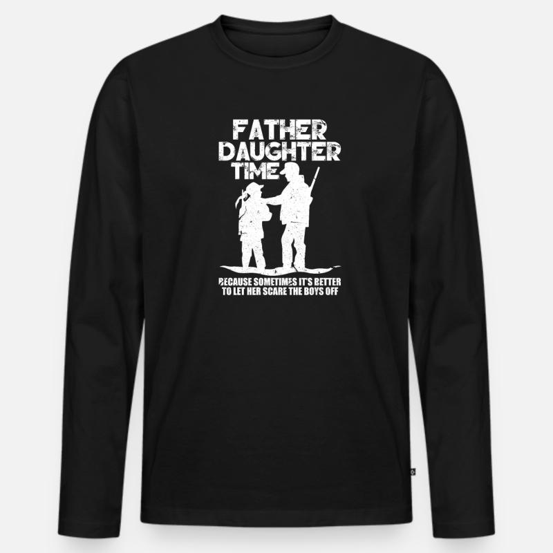 Jagd Vater Tochter - Männer Premium Bio Langarmshirt - Schwarz