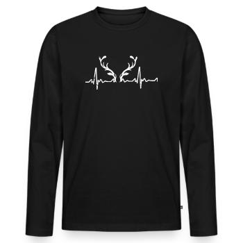 Chasser le rythme cardiaque - T-shirt manches longues Premium bio Homme - noir - Devant - Nico (187cm)