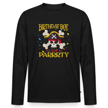 Anniversaire pirate pirate pirate pirate head - T-shirt manches longues Premium bio Homme - noir - Devant - Nico (187cm)