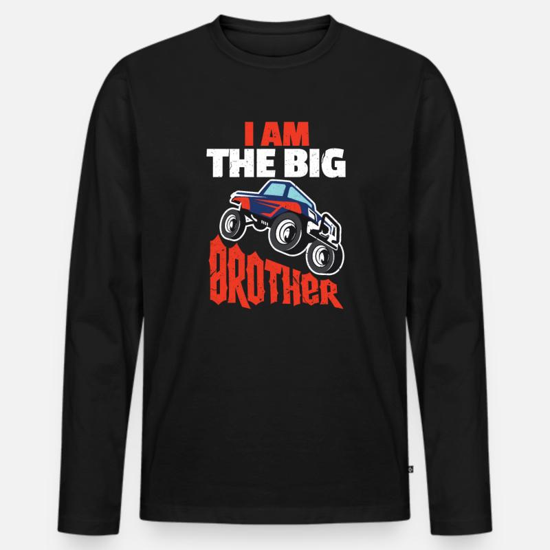 Grosser Bruder - Männer Premium Bio Langarmshirt - Schwarz