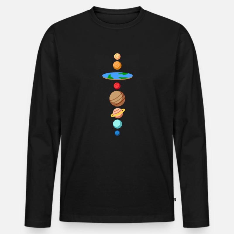 Flat Earth - Männer Premium Bio Langarmshirt - Schwarz