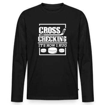 Hockey Hockey Hockey Stick Puck Gift - Men's Premium Organic Long Sleeve Shirt - black - Front - Nico (187cm)