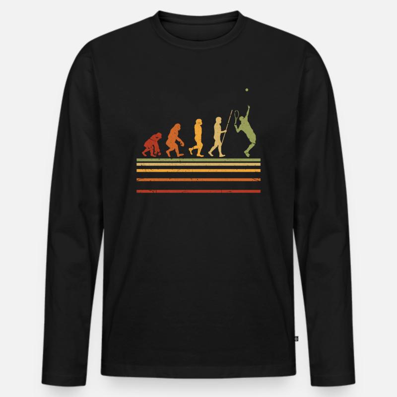 Tennis Evolution - Männer Premium Bio Langarmshirt - Schwarz
