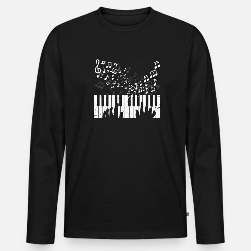 Piano - Männer Premium Bio Langarmshirt - Schwarz